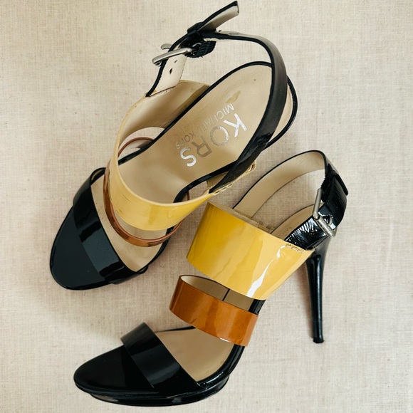 Michael Kors Patent Leather Lizzie High Heeled Sandals - Picture 7 of 8